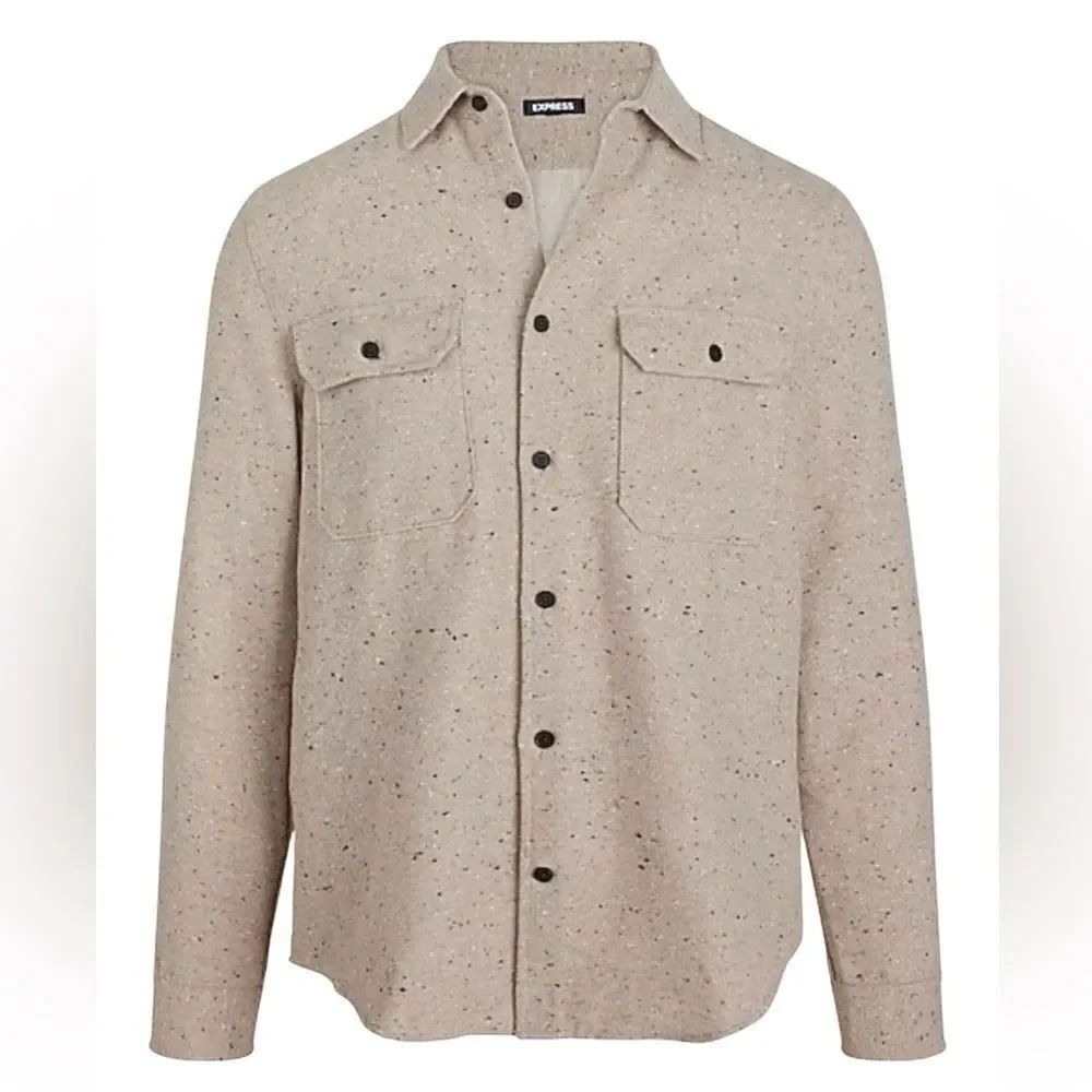 Express Men’s Flecked Double Pocket Flannel Shirt Jacket Size Medium